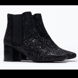 Zara black glitter flab boots!!
