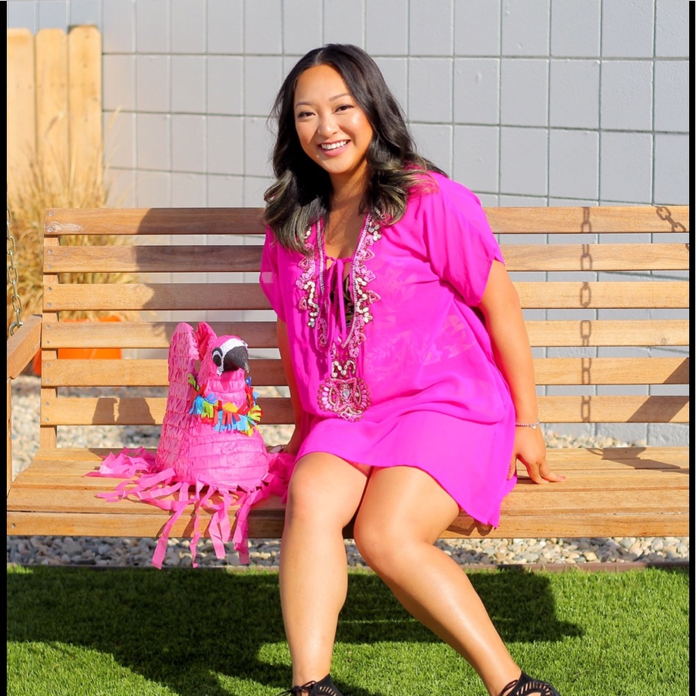 Swim Cover Up. Bright Pink. Spiaggia Dolce