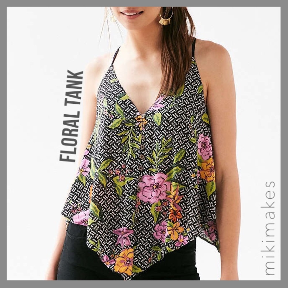 [ ecoté ] NWT black floral handkerchief open back