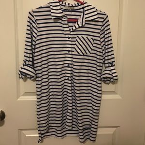 Blue and white striped tunic