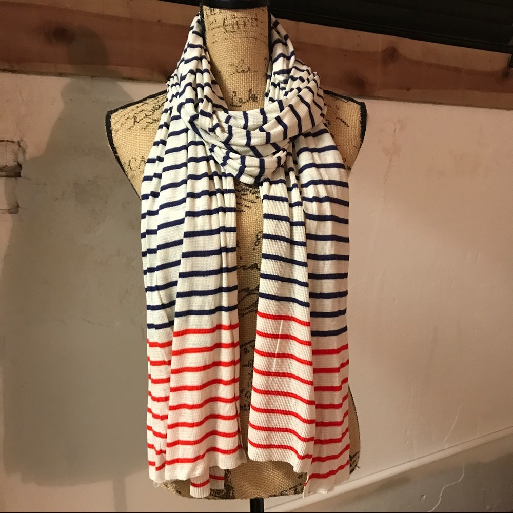 Gap Striped Thin Waffle Knit Scarf