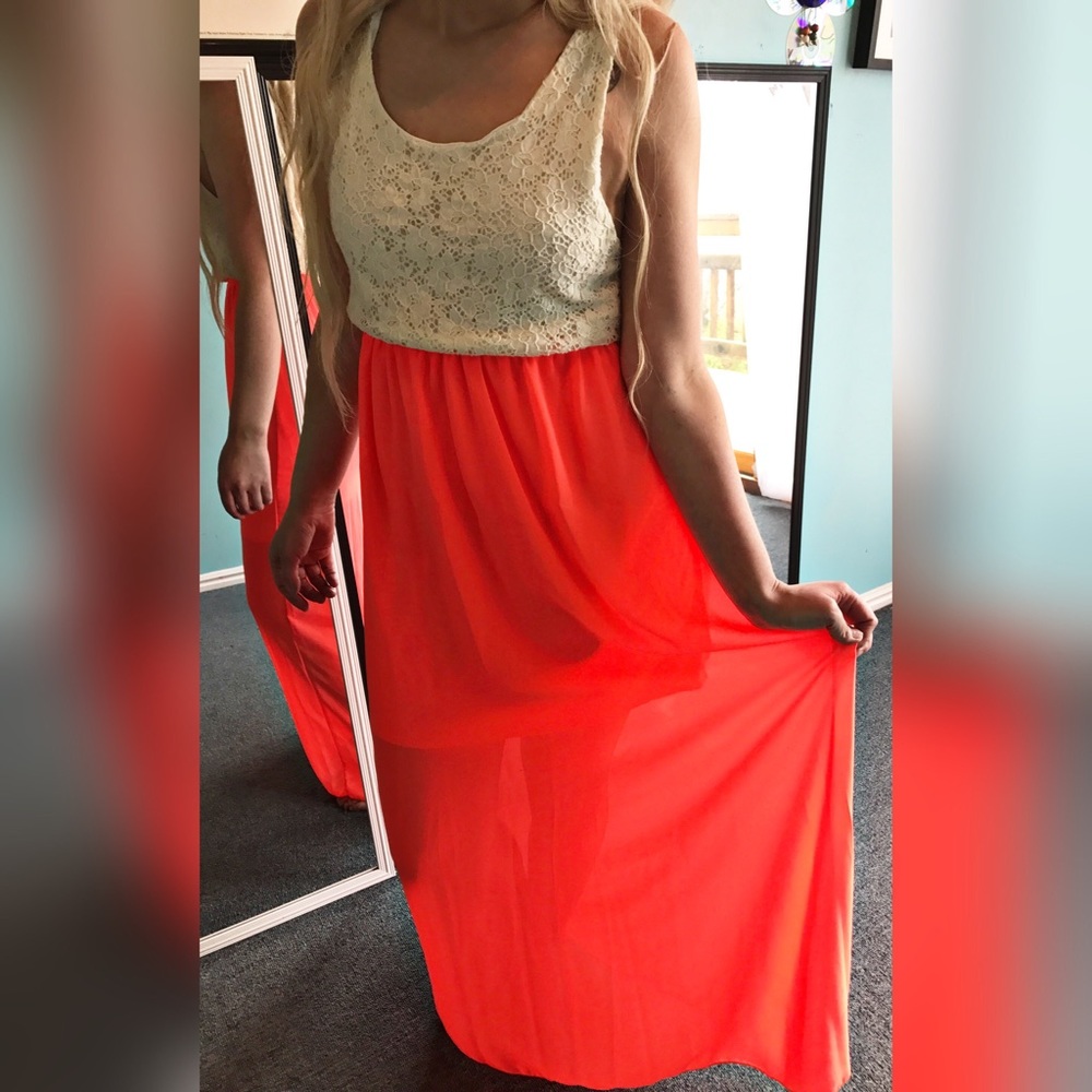 Lace Chiffon Maxi Dress NWOT