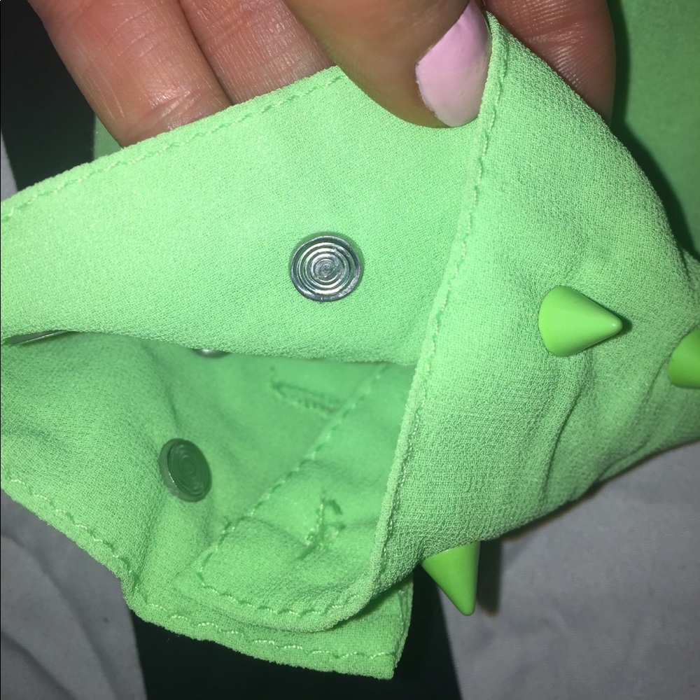 Sheer neon green button down top - Picture 5 of 6