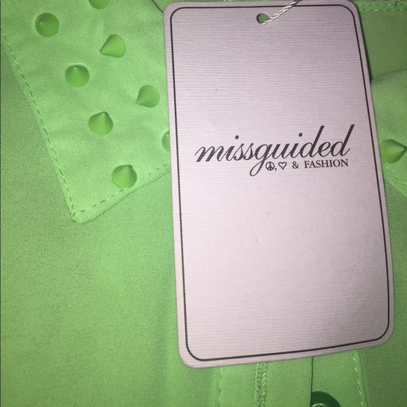 Sheer neon green button down top - Picture 2 of 6