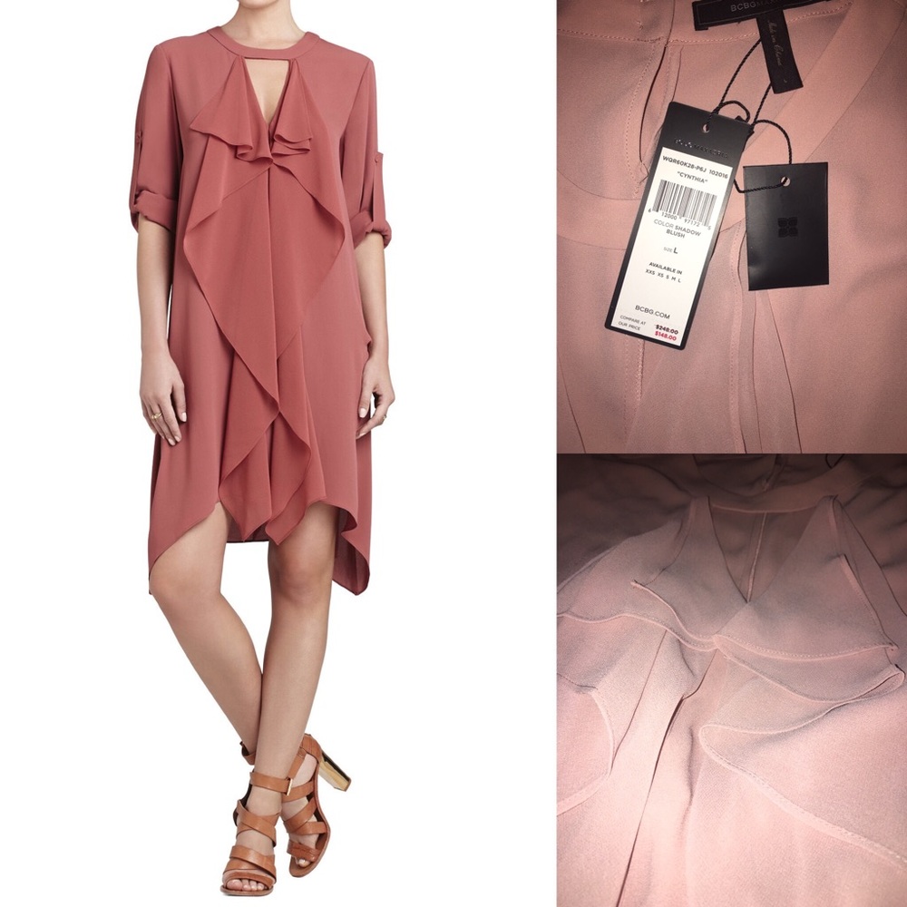 BCBGMAXAZRIA Cynthia NWT blush pink dress- L