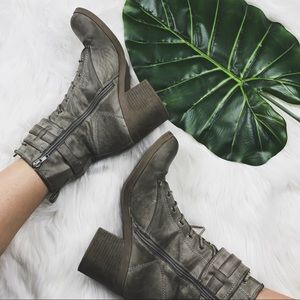 G by Guess Grey Heeled Combat Boots