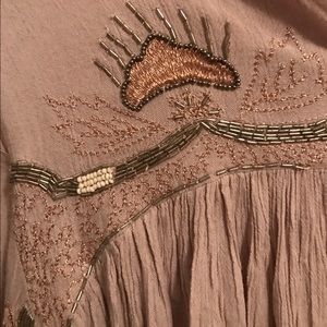 Flowy shirt with embroidered design and  jewels