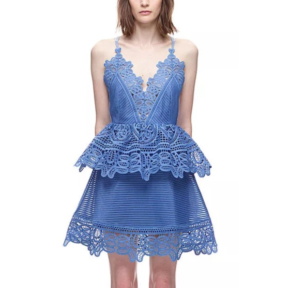 Self Portrait Lace Peplum Dress AUTHENTIC