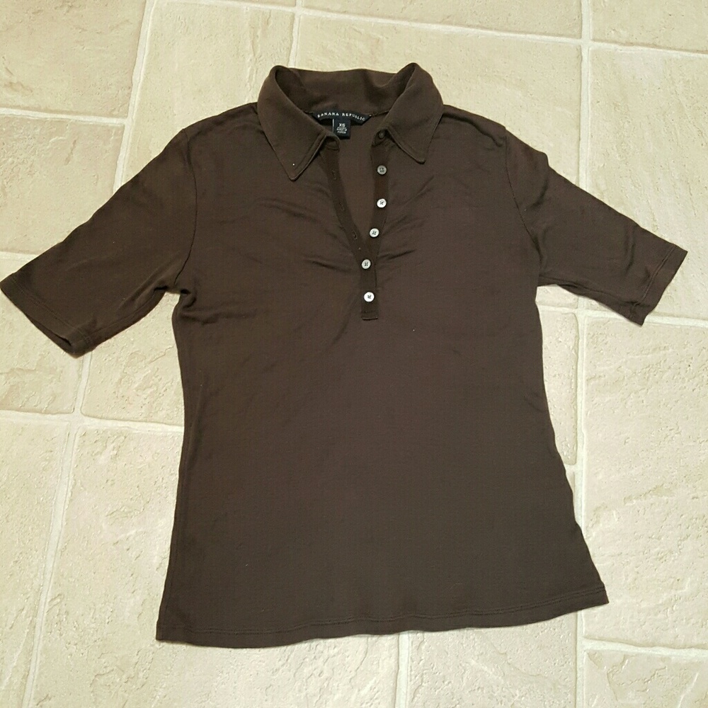Banana Republic Brown Collared Stretchy Top
