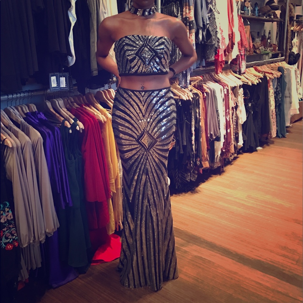 Mermaid two piece sequence dress