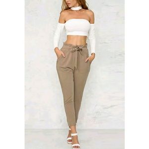 ▪High Waist Belted Harem Pants Trousers▪