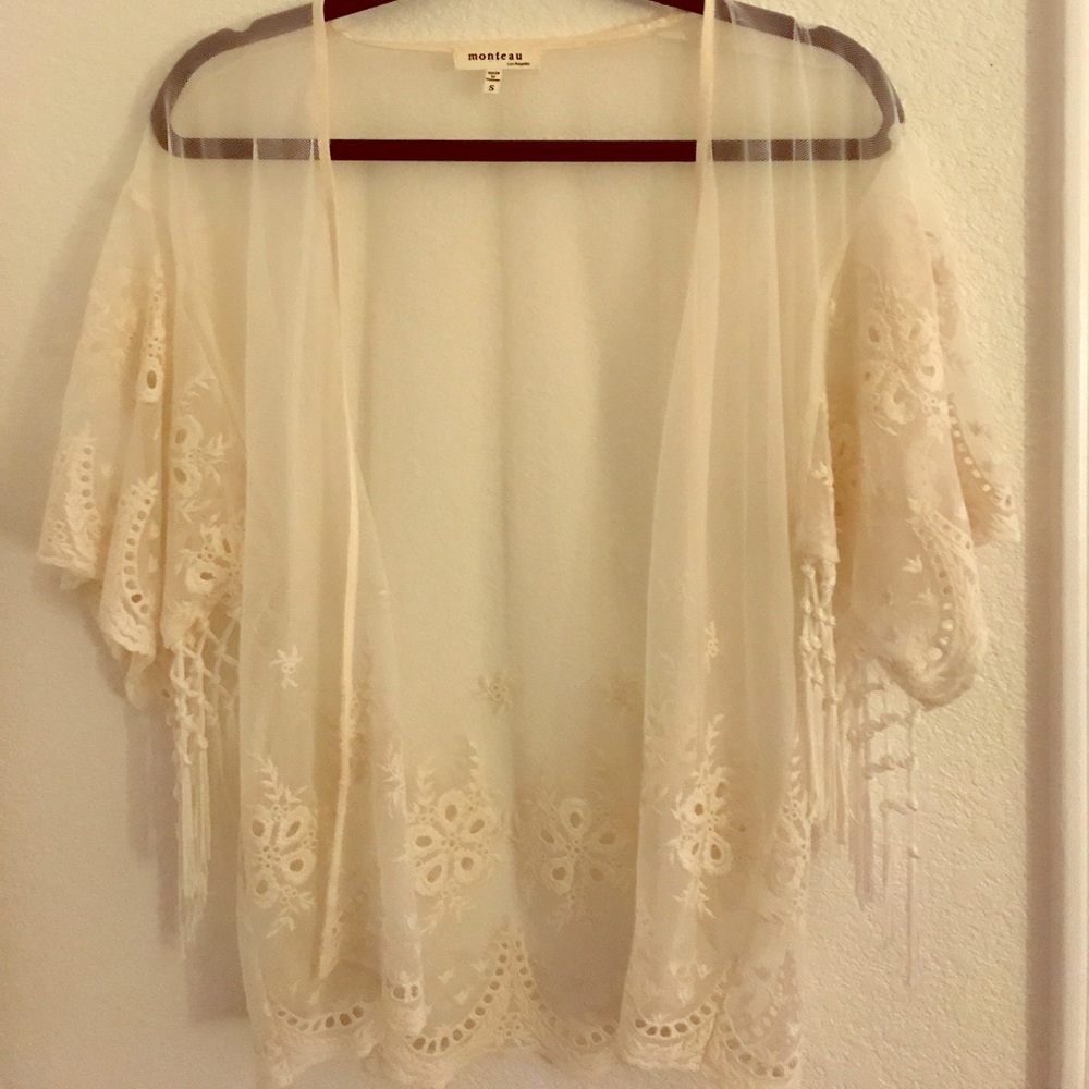 Sheer cream kimono