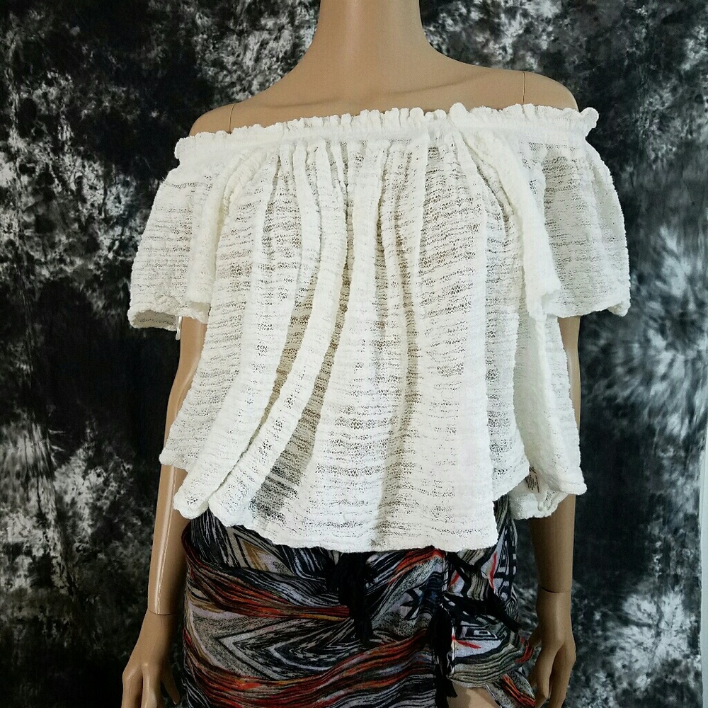 Free People Off-the-shoulder Sweater top S Ivory