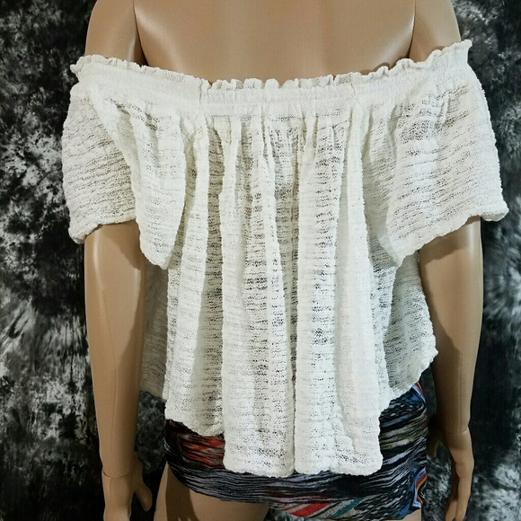 Free People Off-the-shoulder Sweater top S Ivory - Picture 2 of 6