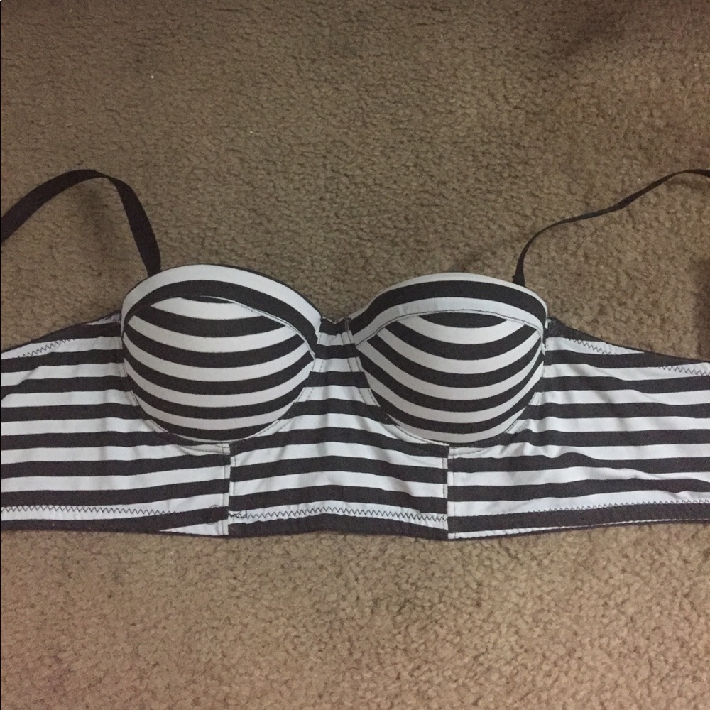 Striped long line bra