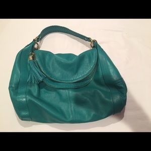 Genuine leather green handbag