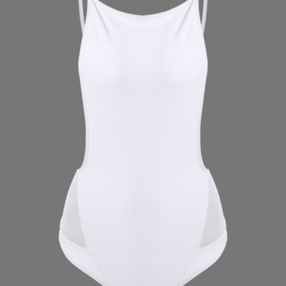 One piece white cami bathing suit