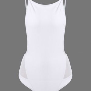 One piece white cami bathing suit
