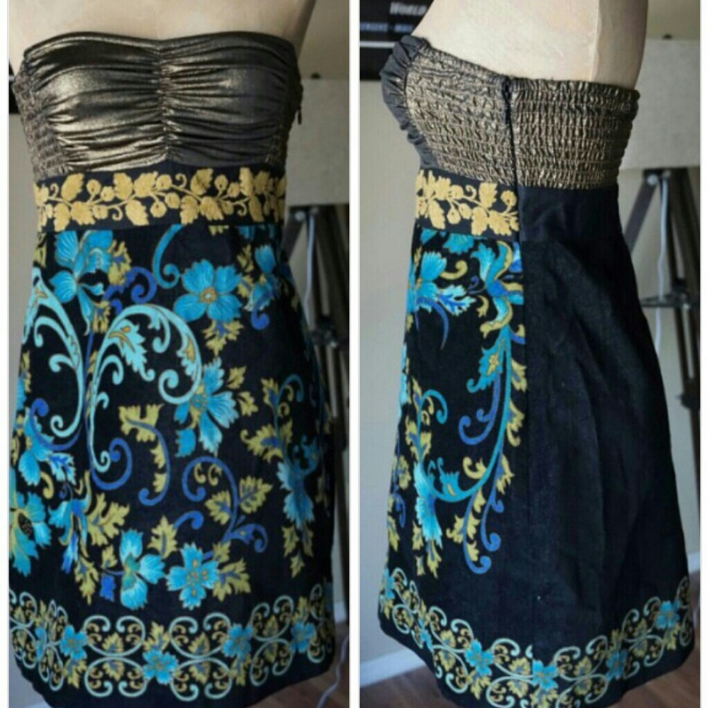 Free People Festival Dress Funky Pattern Strapless