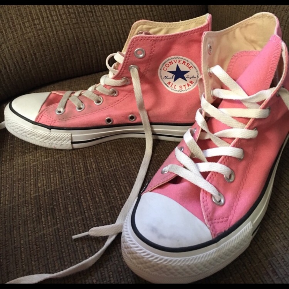 Pink high top converses