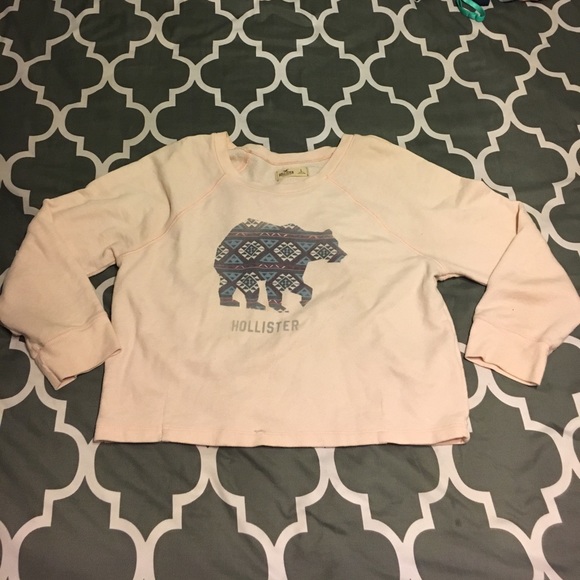 Cropped Pale Pink Hollister Sweater - Picture 1 of 4