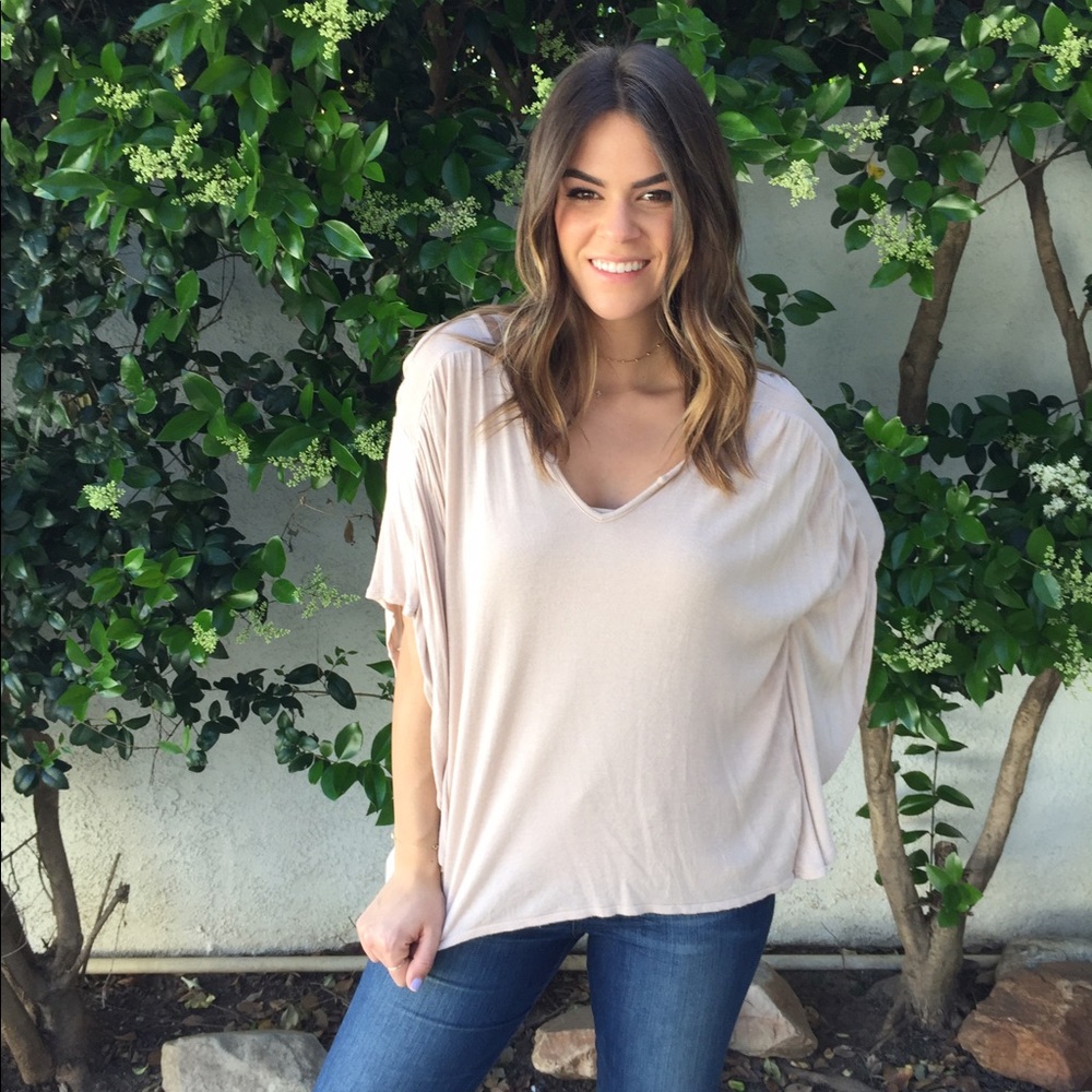 Pale Pink/Blush Butterfly Sleeve Top