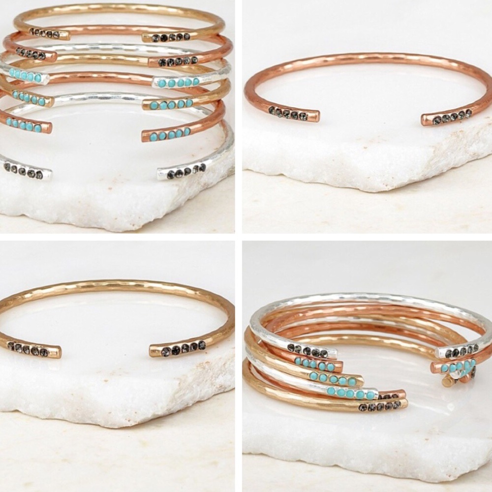•crystal studded stacking bangles•