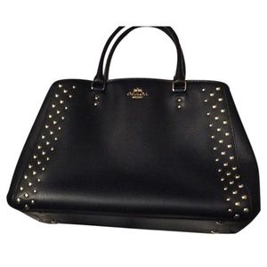 Coach navy blue satchel w/gold hardware