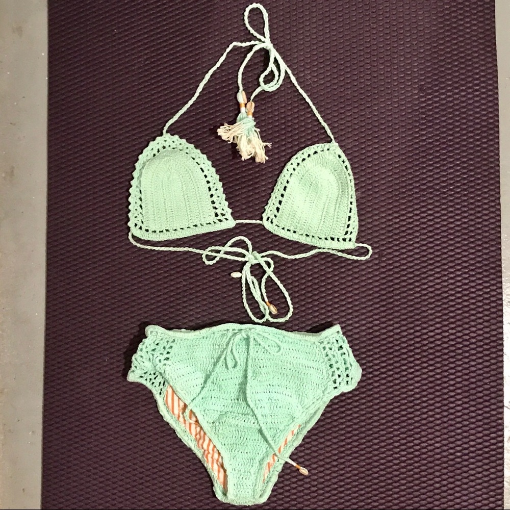 Bright blue crochet bikini