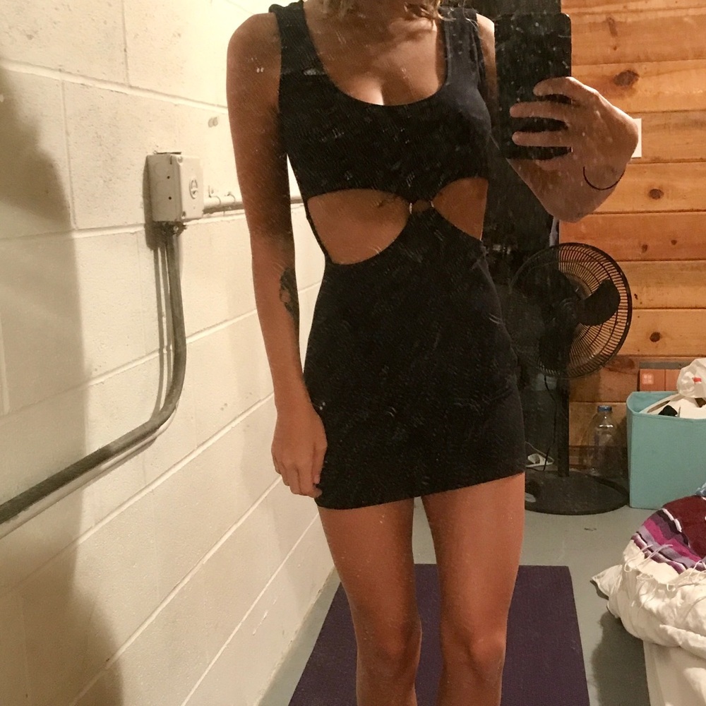 Black cut out mini dress