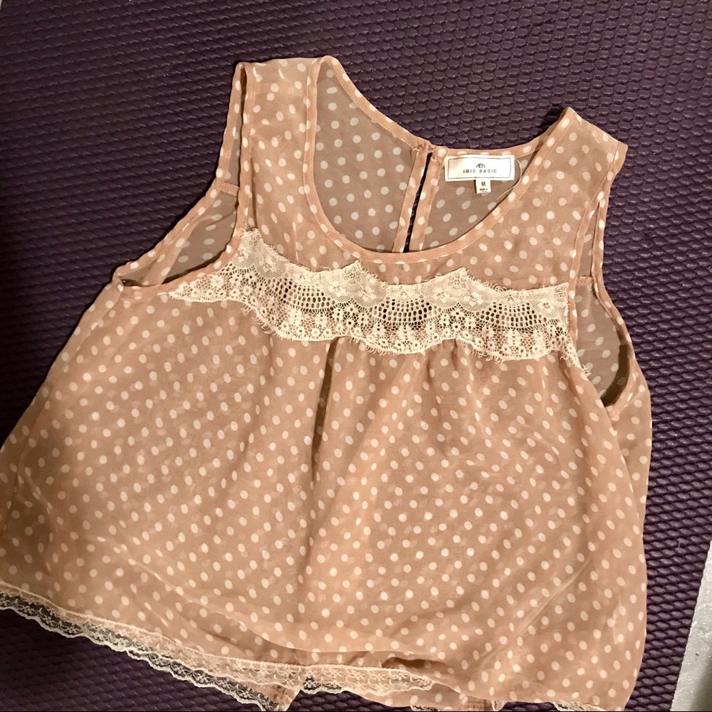 Sheer polka dot flowy shirt