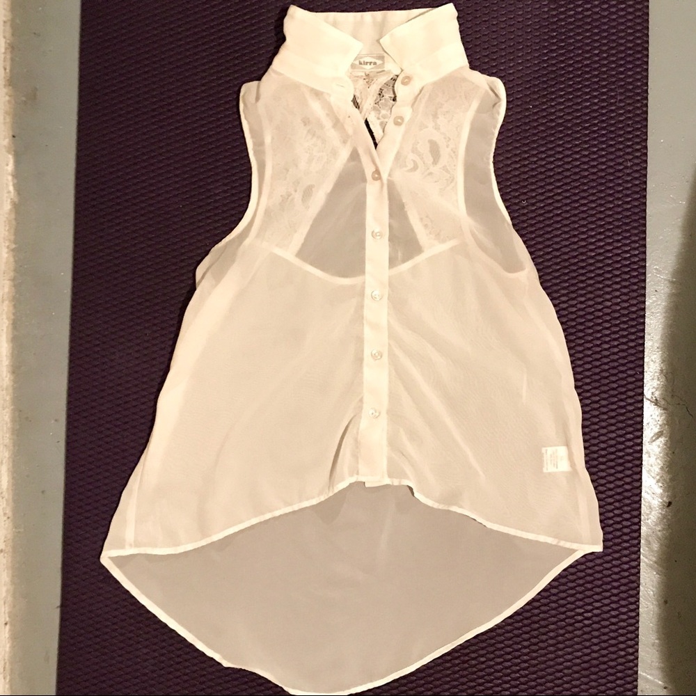 White button up/ lace tank