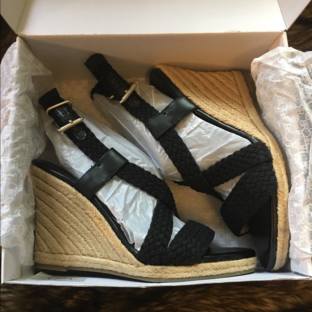 Banana Republic Wedge Heel Sandals Size 9 Black