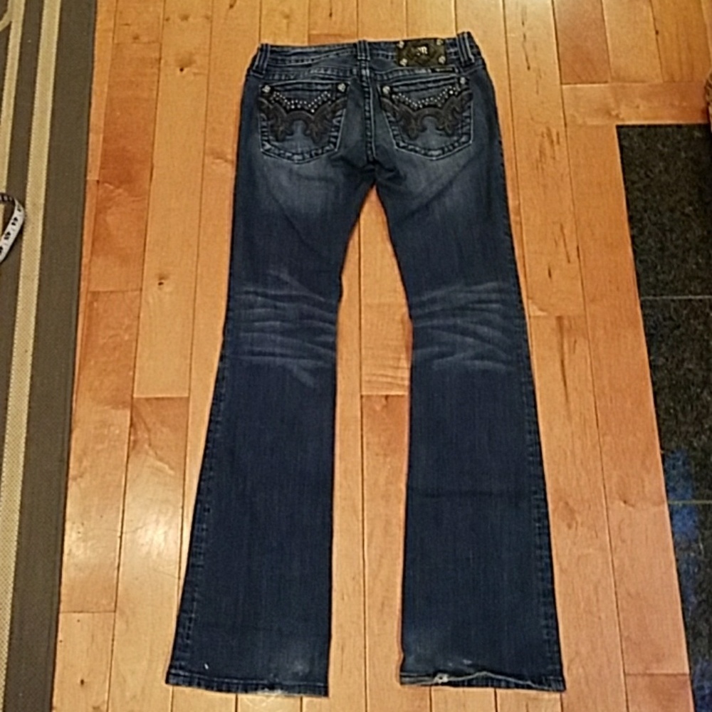 Miss Me Leather Rivet Embellished Boot Cut Jeans