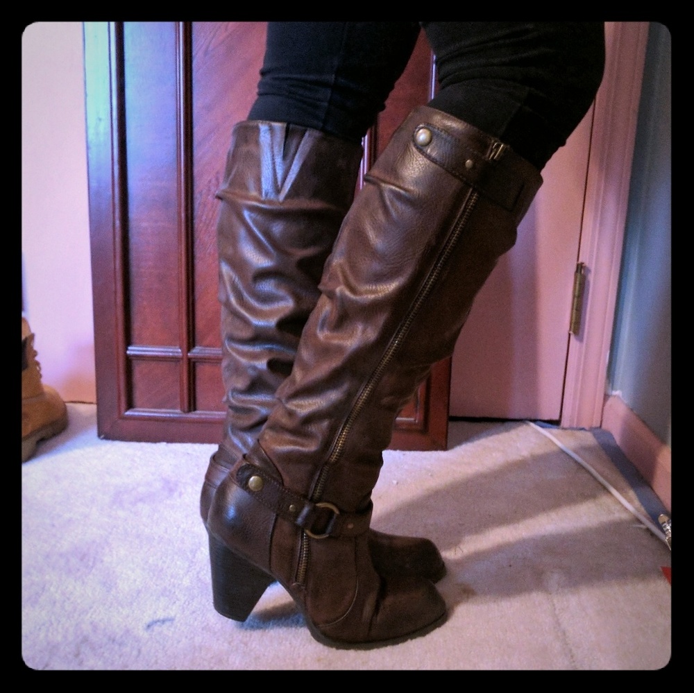 Kelly & Katie High Zip Up Faux Leather Boots
