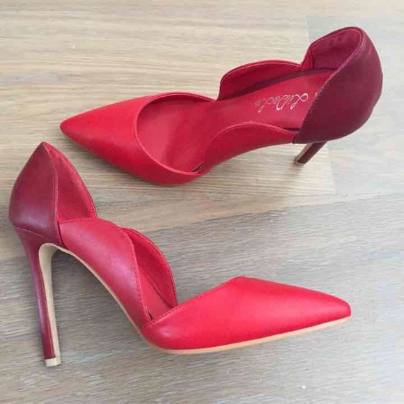 Ombré red leather scallop pointy pumps Valentino - Picture 2 of 4