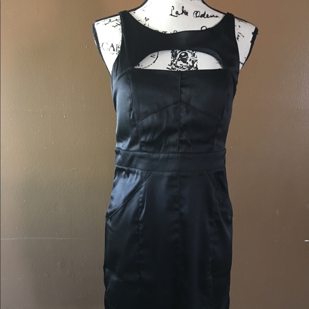 NWT BLACK SATIN XOXO SUMMER DRESS 11/12