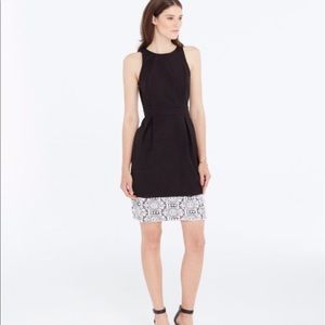 Ann Taylor Black Crochet Detail Knee Length Dress