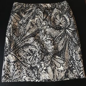 LOFT black and cream print skirt