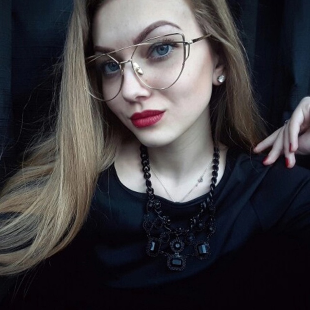 Chic clear rose gold pink silver cat eye glasses