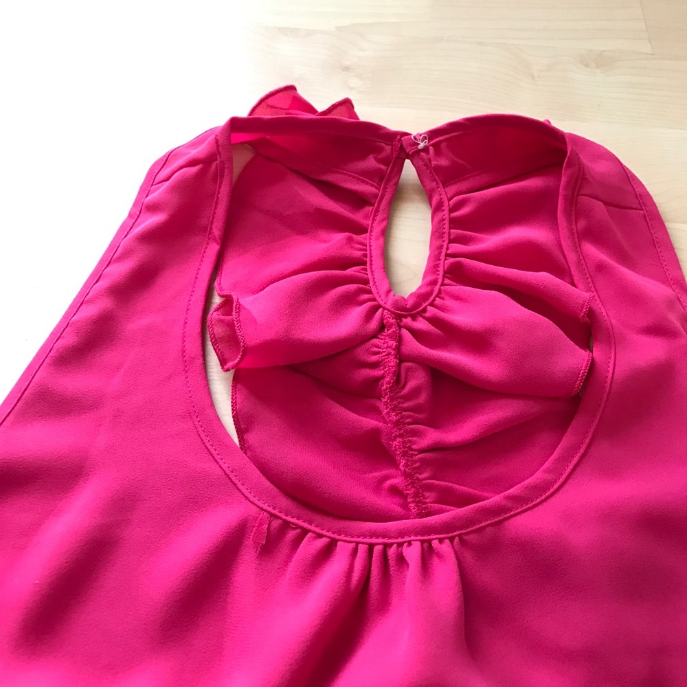 Pink ruffle back top