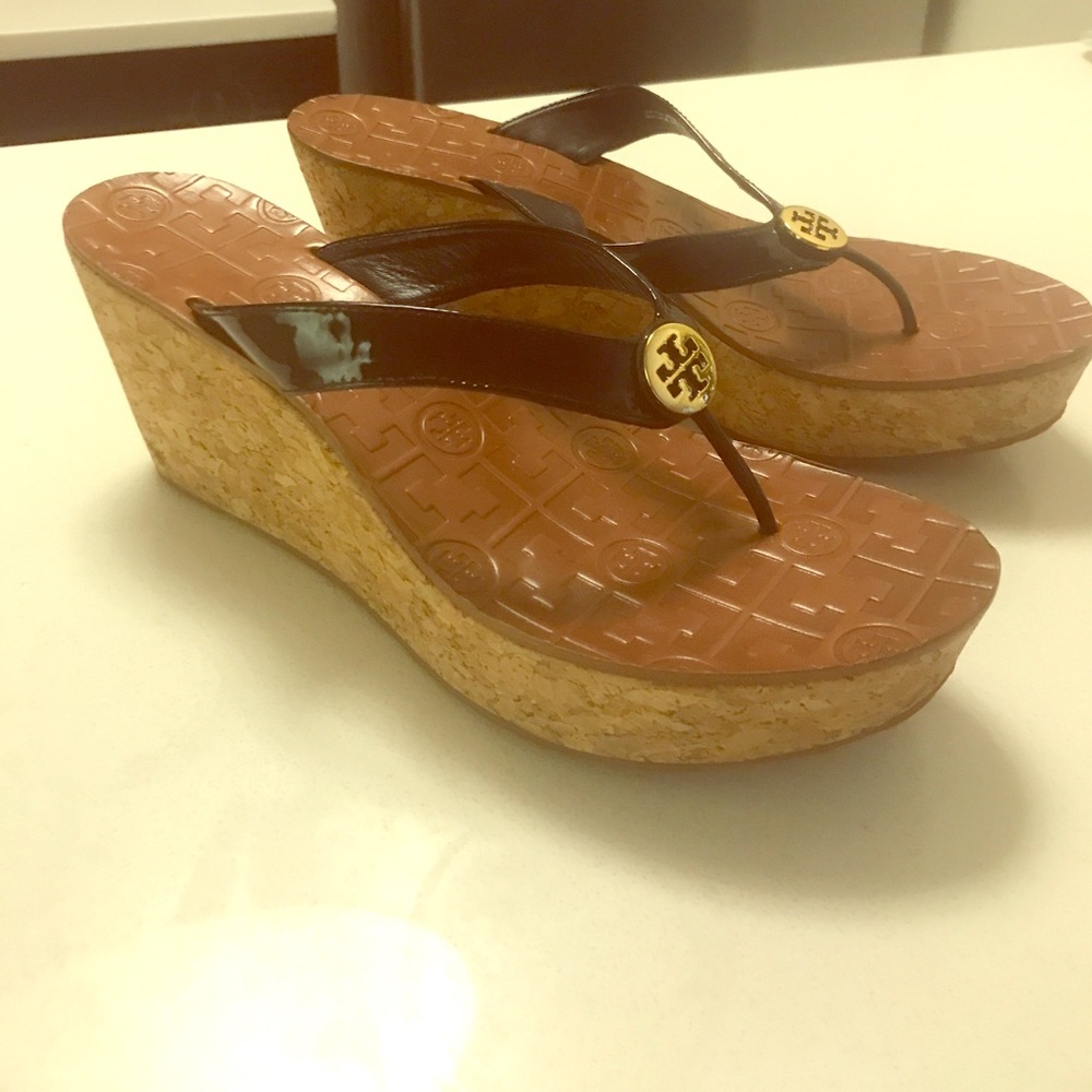 Brand new Tory burch cork wedge flip flop