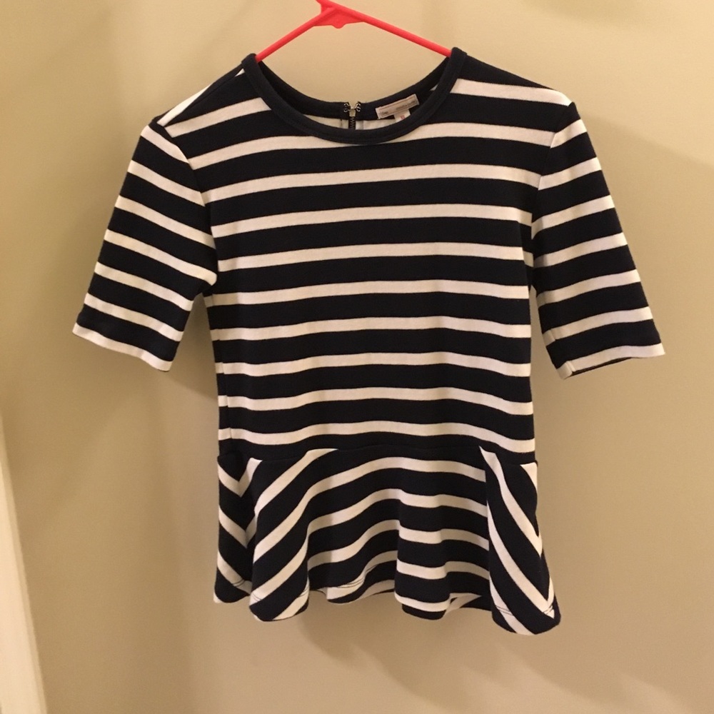 Gap navy and white peplum top.