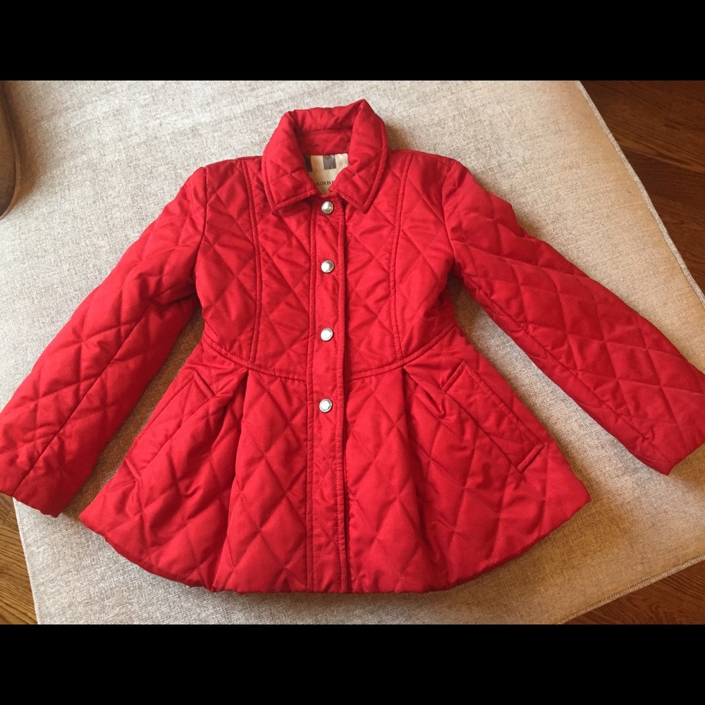 Girls Red Burberry Coat 6Y