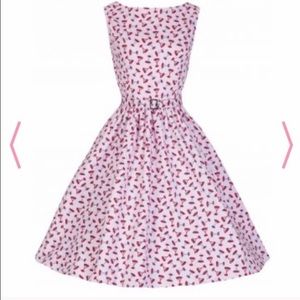 Lindy Bop Audrey Pink Glass Swing Dress