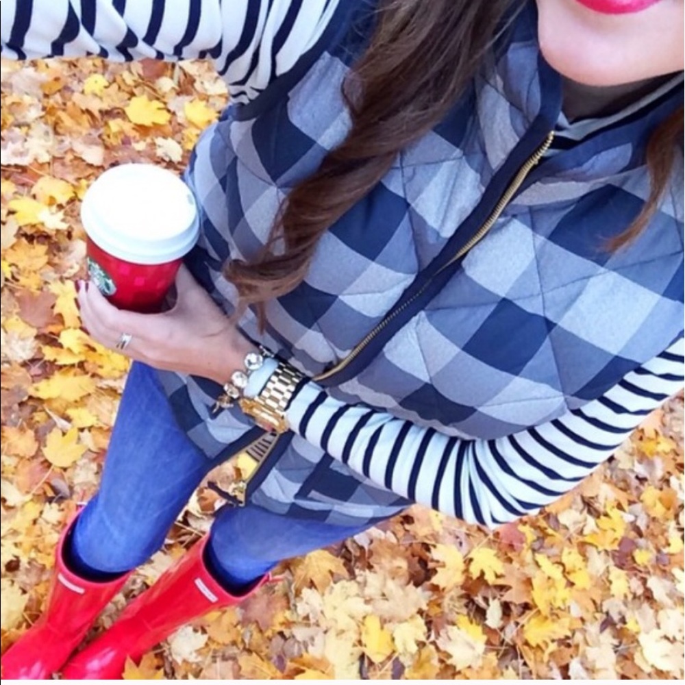 Jcrew vest xxs buffalo check navy blue grey