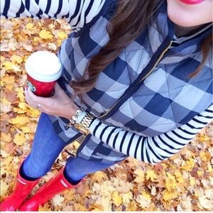 Jcrew vest xxs buffalo check navy blue grey