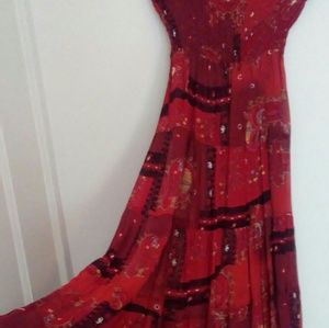 Sheer red maxi skirt/dress