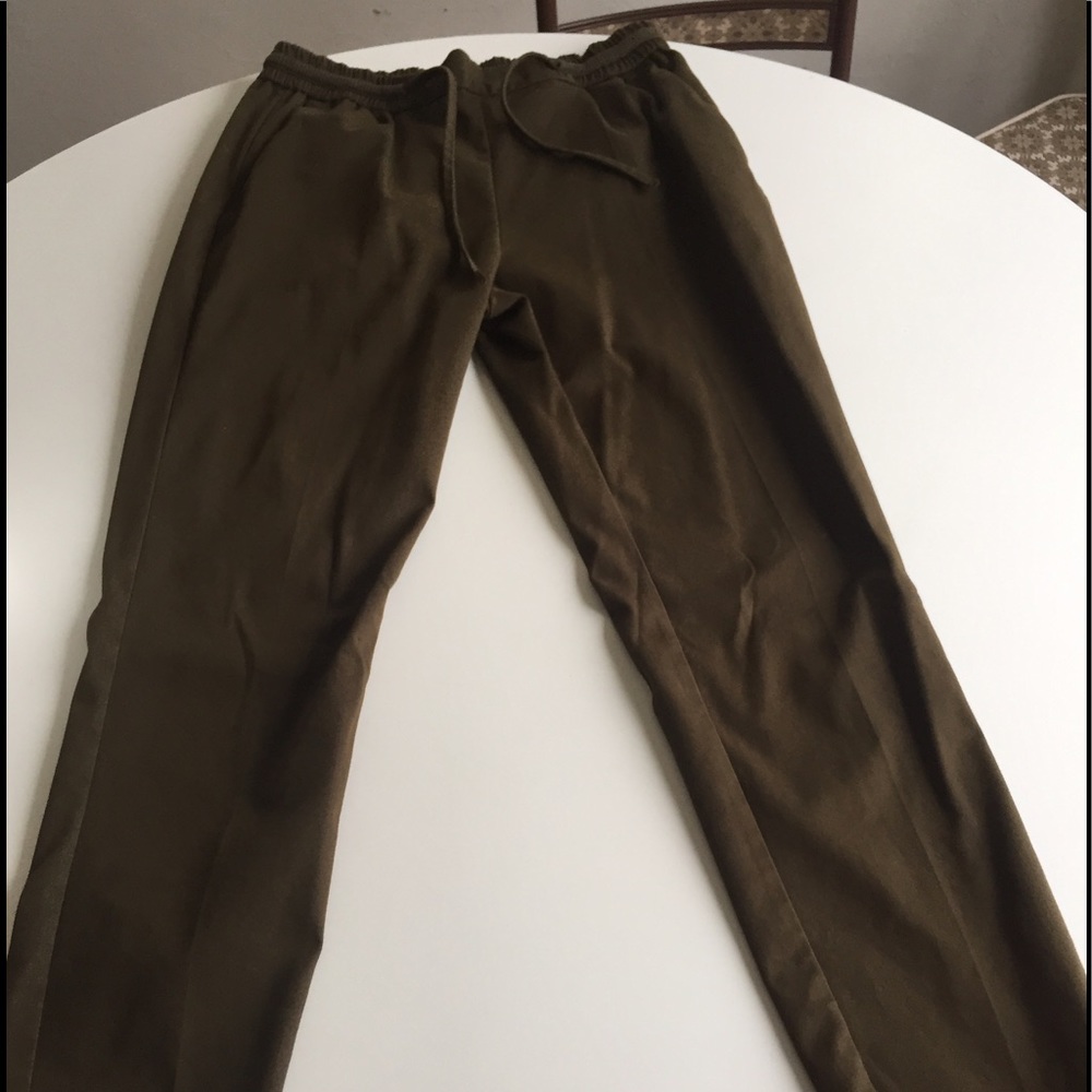 Zara army green drawstring ankle pants Sz M