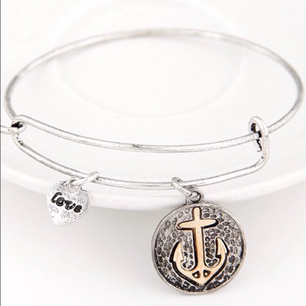Anchor My Love Bangle in Silver